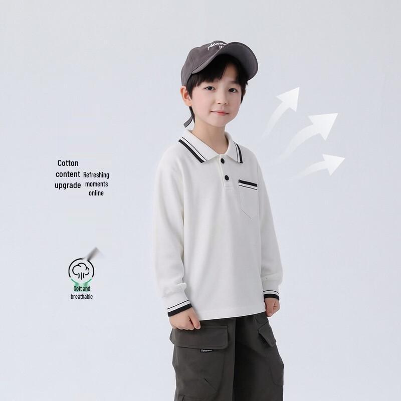 Boys' Long Sleeve Cotton Blend Polo Shirt