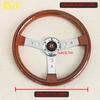 JDM 340mm Classic Wood Style Steering Wheel Chrome Spoke Vintage Sports Steering Wheel