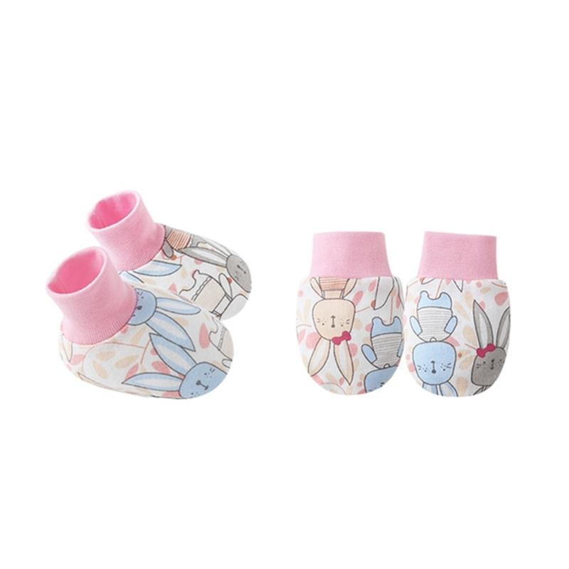 No Scratch Mittens Socks Set Toddler Mitts Baby Mittens Cotton Gloves Footwear Baby Breathable Gloves for Boys Girls