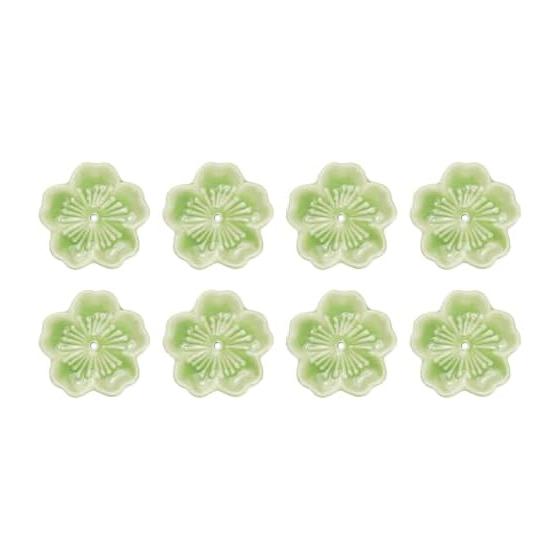 uxcell 8 Pcs Cherry Blossom Ceramic Incense Holder, 4.6x4.6x0.9cm Ceramic Incense Burner Chopstick Rest for Home Office Decoration, Aromatherapy,