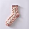 5 Stück/weiße florale Mid-Tube-Socken für Damen, trendige japanische Pudernebelfarbe, Student Loli Spring, dünner Abschnitt, JK-Socken, Pink, Neu