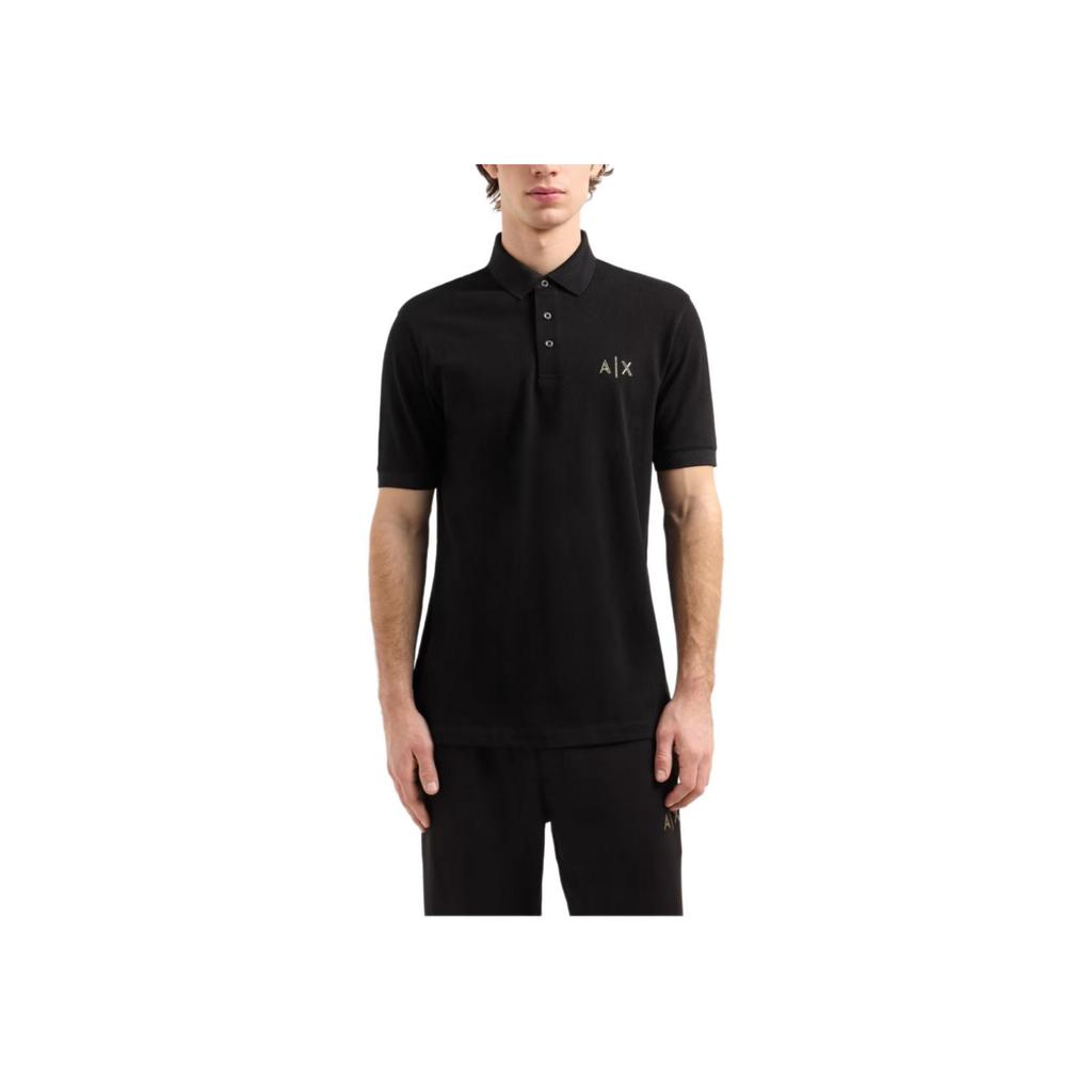 Armani Exchange AE Logo Button Short Sleeve Polo Shirt Men tops Black XM000330-AF10366-UC001