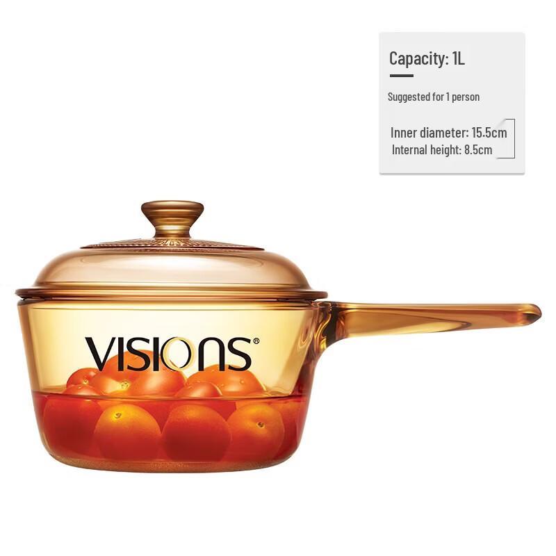 Corning VISIONS Crystal Clear 1L Glass Saucepan