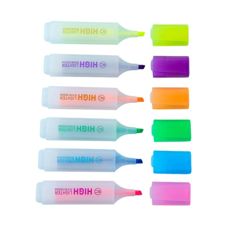 12Pcs Random Color Non-Repeating Large Capacity Highlighter Pens for Highlighting, Slanted Tip Markers for Students, Colorful Thick Tip H