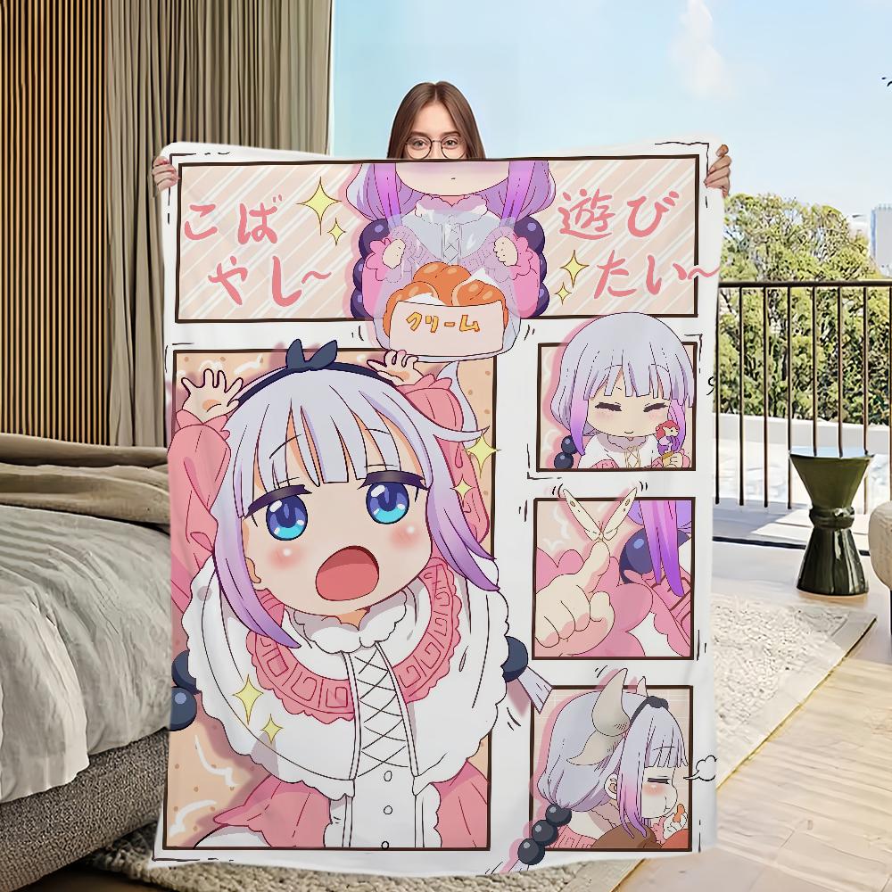 Anime Miss k-Kobayashis Dragon Maid Flannel Warm Comfort Soft Plush Blanket for Sofa Living Room Office Bedroom Travel Gift
