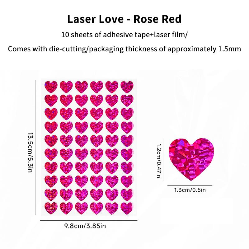 

10 Sheets Laser Small Heart Stickers Glitter Shiny Red Gold Silver Valentine Stickers DIY Journal Diary Decoration Stickers