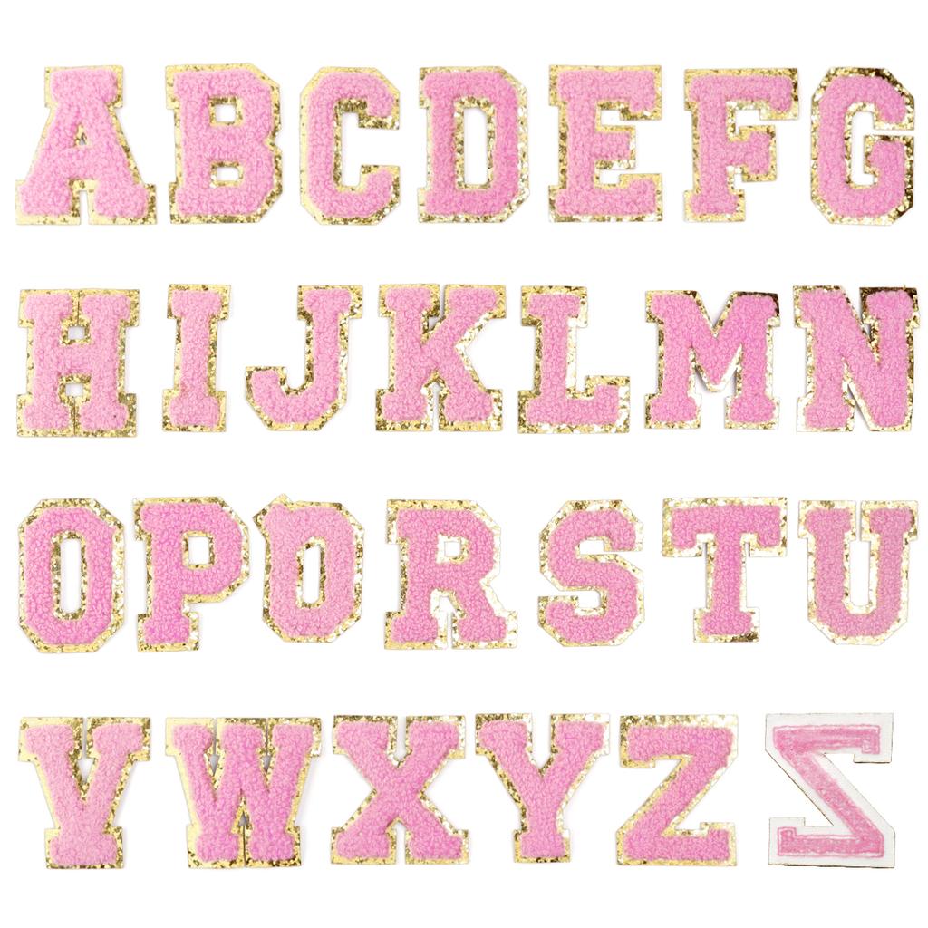 26Pcs/Set 6cm English Letter Patches Gold Edged Chenille Patches Iron On Stickers For DIY Crafts Clothing Hat Bag Decoration