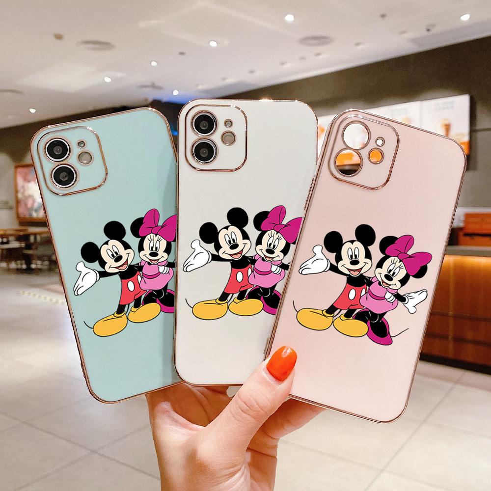 

Мягкий чехол для телефона Disney с Микки и Минни Маус с квадратным краем и покрытием, роскошный чехол из ТПУ для телефона Infinix
