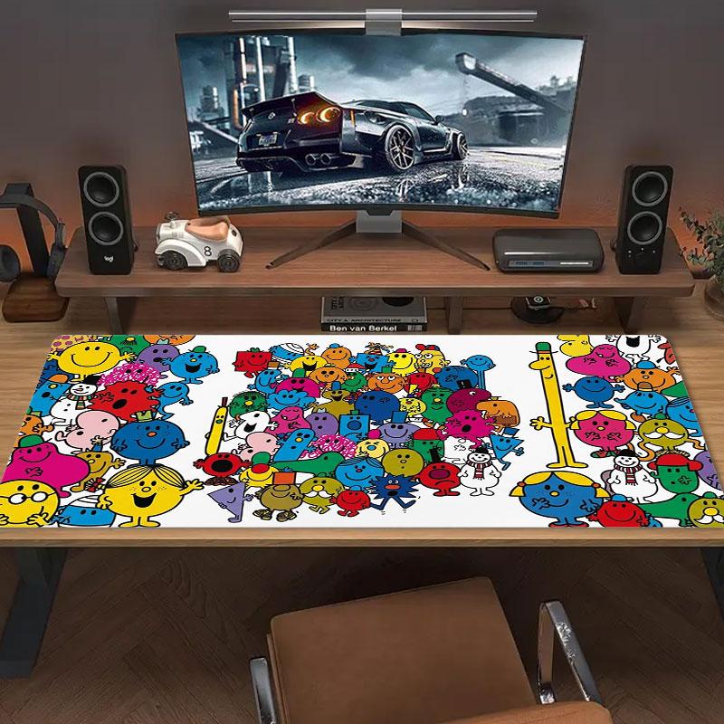Mr. Men Little Miss Large Size Mouse Pad Large Gaming Table Cushion Non-slip Laptop Tablet Big Mousepad XXL Mat Mini PC Playmat With Lock edge