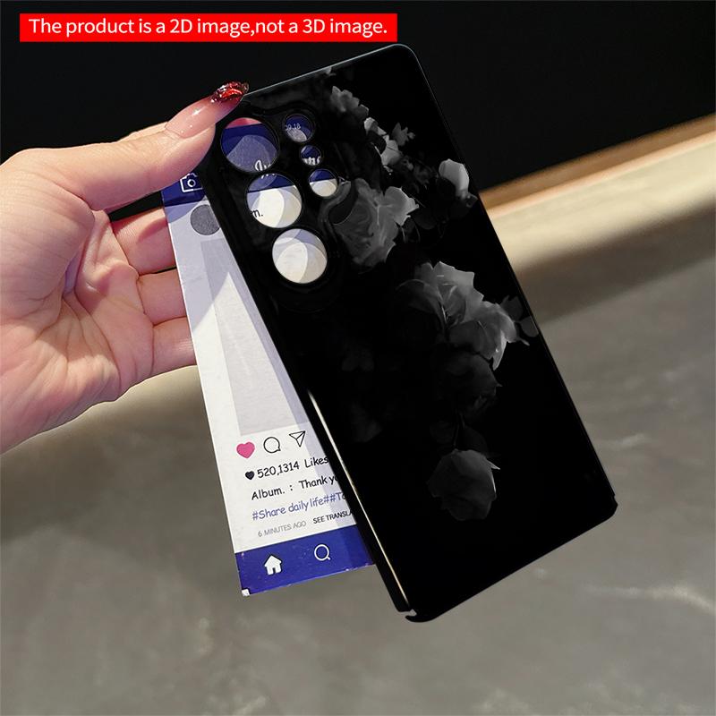 2DFlat Samsung phone case Elegant Monochrome Floral Design Applicable to Galaxy S23 S24 S25ULTRA S26 A12 A14 A15 A16 A54 A55