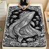 1Pc Ocean Print Flannel Blanket, High Quality Comfortable for All Seasons, Home Decor, Warmth and Comfort, Perfect for Christmas Gifts W101