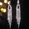 Luxury Super Flash Full Diamond Long Fringed Earrings