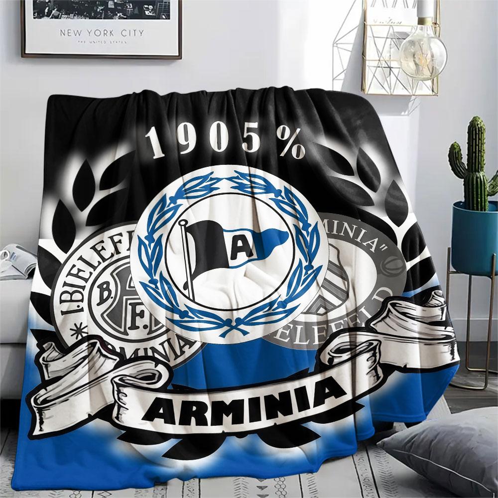 DSC Arminia Bielefeld Printed Flannel Blanket, Soft Throw for Bedroom Sofa, Washable,soccer Fan Merchandise, Great Gift.