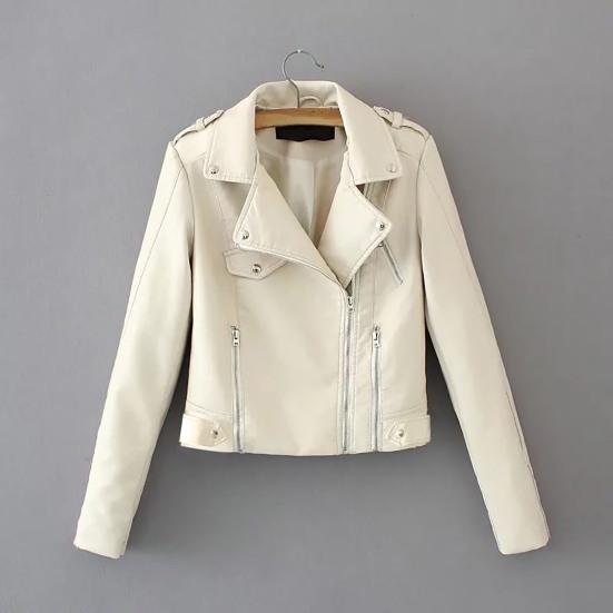 Lapel Long Sleeves Zipper Pocket Women Jacket Fall Winter Solid Color Faux