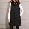 Womens Hooded Quilted Mid-Length Cotton Vest Loose Warm Zipper Outerwear Fall 2026