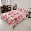 3pcs Pink Strawberry Printed Coreless Duvet Cover Set Multiple Sizes Soft And Comfortable Bedding Decoration, Machine Washable