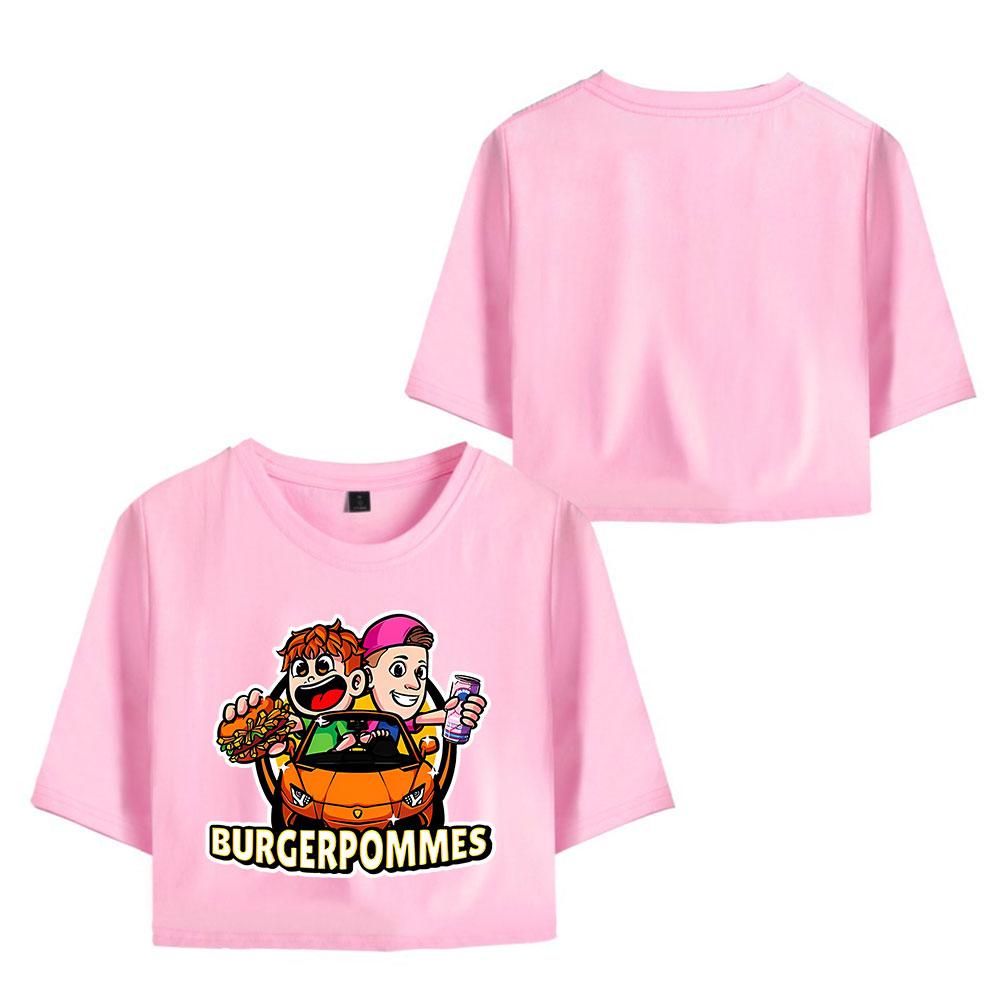 Burgerpommes ICrimax Printed Girl Tee Shirt Summer Crop Tops Soft Tshirt Popular Slim Fitness Short Sleeved