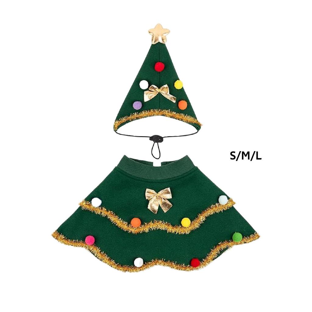 Christmas Dog Costume Cat Outfit Uniform Garment Comfortable Hat with Cloak Pet Clothes for Travel New Year Birthday Boy Girl