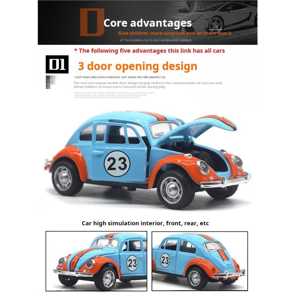1/32 Scale Alloy Car Model Beetle Painted Racing Car Classical Car Model Rebound Door Opening Car Model For Children's Gifts