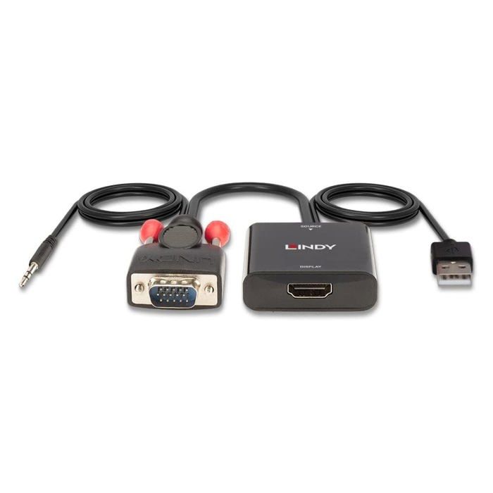 Adaptateur acquisition audio - vidéo Lindy - 38284 - Convertisseur VGA - HDMI - 1920x1080p