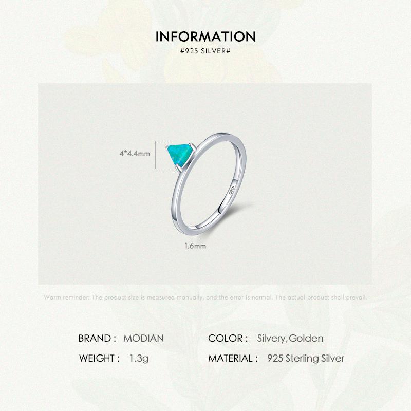 MODIAN 925 Sterling Silver Luxury Geometric Triangle Natural Opals Finger Rings For Women Fashion Party Jewelry