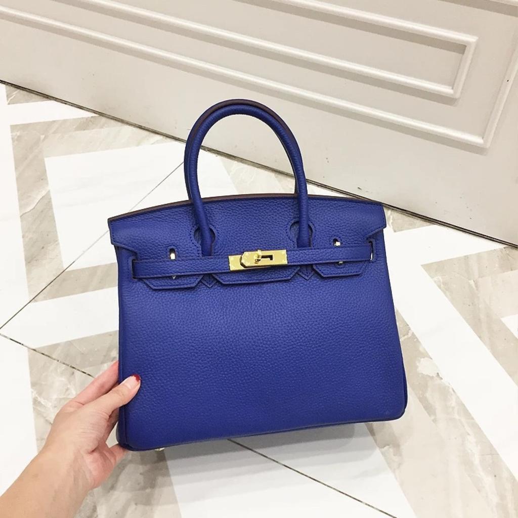 High-quality Version H Home First-layer Cowhide Lychee Pattern Platinum Bag, Portable Shoulder Crossbody Kelly Women's Bag