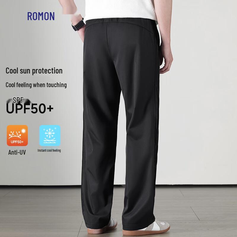 Romone Men's Summer Ice Silk Straight Leg Casual Pants