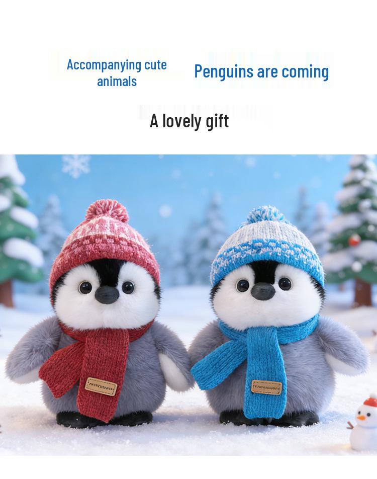 Children's Penguin Doll Companion - Cute Plush Toy & Soothing Gift with Scarf and Hat