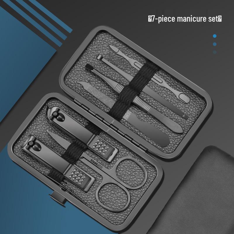 18-Piece Black Manicure & Pedicure Set: Stainless Steel Beauty Tools & Nail Clippers