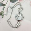 Adjustable Bracelet Watch Quartz Movement Flower Bracelet Watch Retro Diamond Watch  For Women