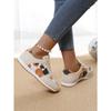 Leopard Print Casual Single Shoes Round Toe Platform Color-Block Low Top Sneakers