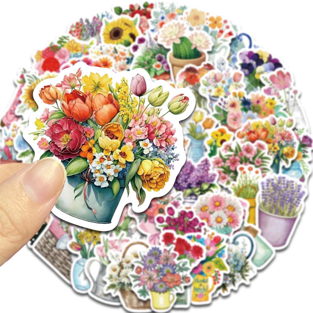 50PCS Various Flower Graffiti Stickers Valentine's Day/Anniversary Gifts/Phone Cases/ Skateboards/Notepad Decorative Stickers