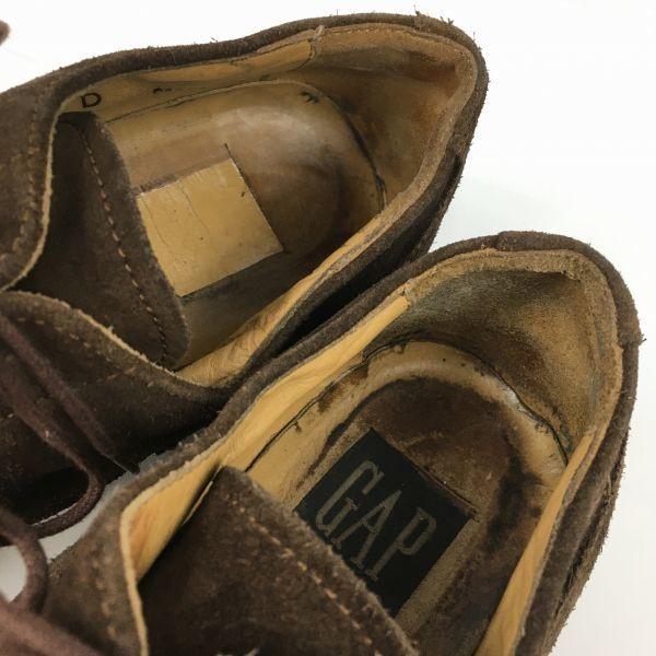 Vintage Made In Italy GAP Suede Leather U-Tip Shoes Dark Brown Size 7.5D 25.0-25.5 Men's(USED)