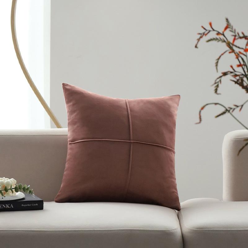 Capa de Almofada Sofá Luxo Leve Moderno Estilo Ins Nórdico Sala de Estar Veludo Cor Sólida Padrão Cruz Almofada Decoração Suave