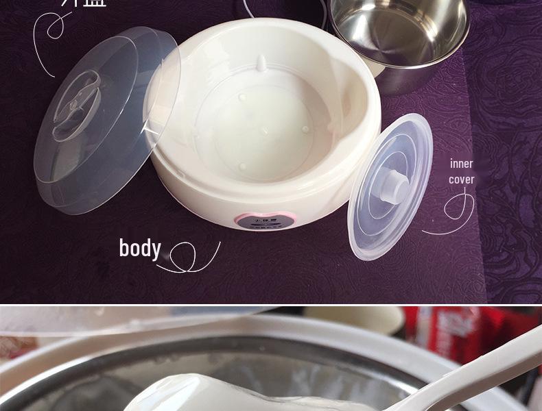 Rustfritt stål 1L Automatisk Yoghurtmaskin - Kompakt husholdningsapparat for yoghurt, natto og risvin