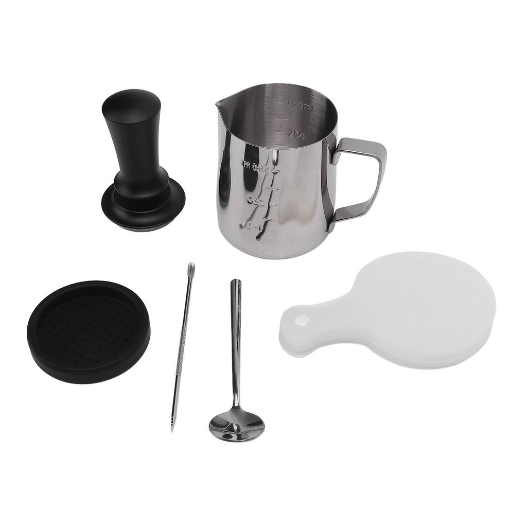 21PCS Coffee Tamper Set Stainless Steel Frothing Pitcher Tamper Mat Coffee Stirrer Coffee Stencils Tools for Home Office