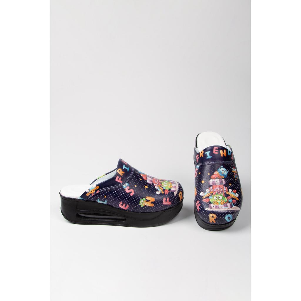 Dr.. Linee Air Massage Sole Orthopedic Hospital, Nurse, Doctor Slippers (Friends Patterned Dark Blue)