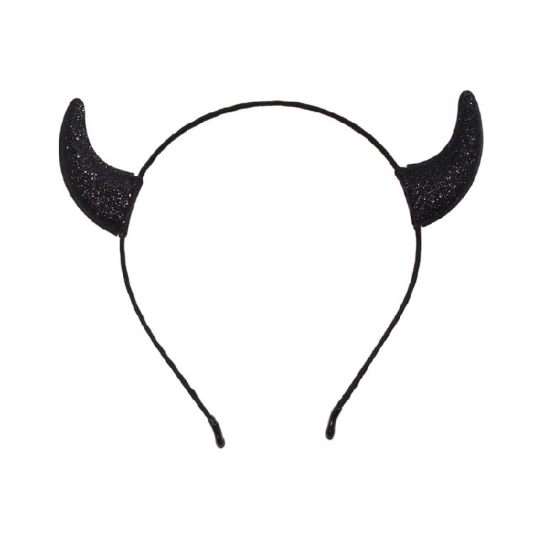 Glittering Powder Devil Horn Headband for Party Gathering Cosplay Hairband Dark Series Hairhoop Costume Props Accessory