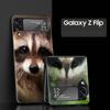 Hard PC Phone Case For Samsung Galaxy Z Flip 7 6 5 4 Black Cover For Galaxy Z Flip 3 Foldable Shockproof Cute Animal Raccoon Bag