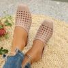 Fashion Women's Slippers 2025 Summer New Fashion PVC Hole Slippers Women's Beach Soft Hollow Middle High Heel Sliding Sandals Slippers