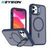 KEYSION Lens Stand Magnetic Phone Case for MagSafe for iPhone 11 12 Pro Max 11 Pro Matte Translucent Shockproof Back Cover