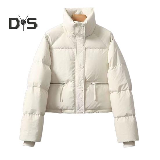 

Женское зимнее хлопковое пальто с утолщенной подкладкой, сплошной цвет, воротник-стойка, защита шеи, короткое ветрозащитное пальто с длинным рукавом, удерживающее тепло, женское пуховое пальто, куртка M белый