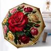 1pc Sturdy 8-Bone Auto Umbrella, Mixed Rose Bouquet Umbrella, Digital Printed, Foldable Umbrella for On-the-Go Outdoor Use