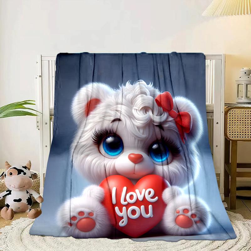 Teddy Bear Night Sky Blanket Flannel Blanket for Bed, Sofa, Camping, Hiking, Picnic Essentials, Gift for Family Fan Gifts
