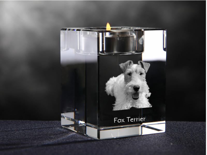Fox Terrier Wire – Candle holder with dog photo, crystal tealight holder | Art-Dog