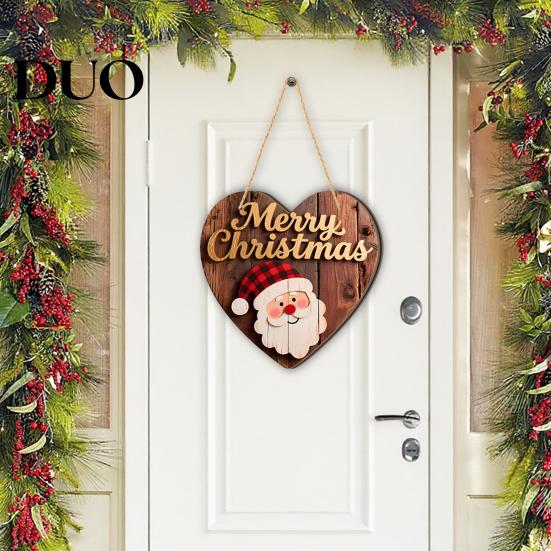 Festive Cartoon Santa Deer Ornaments Christmas Wooden Pendant, Decorative Reindeer/Santa Claus/Gnome Pattern Hanging Sign, Welcome Sign with