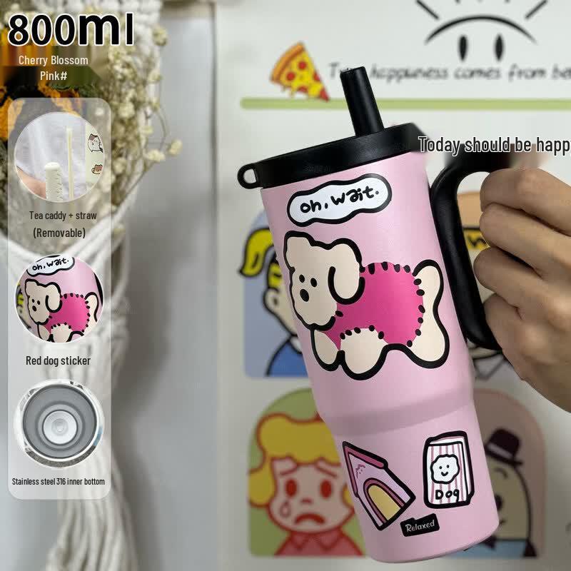 Qiwei 316 Stainless Steel Insulated Car Tumbler with Straw