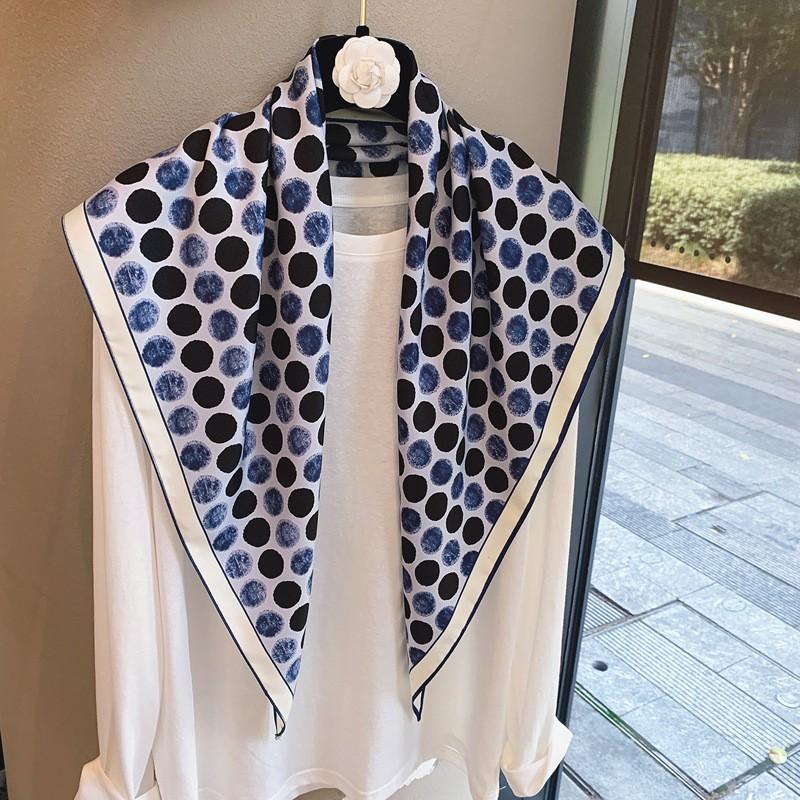 Polka Dot Retro Vintage Scarf Wrap Shawl Neck Tie Waist Sash Multi-Use Lightweight Silk-Look Accessory Women