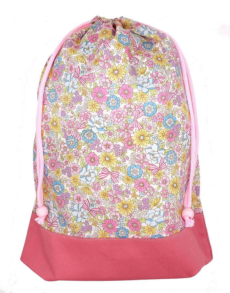 Gym Bag for Drawstring Travel Pouch with Suitable for Elementary and Made In Simple Floral Print with L [miwaki] Girls, Bag, Gusset, School,