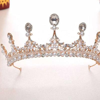 Jewelry Crown Crystal Bridal Headbands Handmade Craft Pearl Rhinestone Bridal Crown Fashion Elegant Princess Diadem Photoshoot